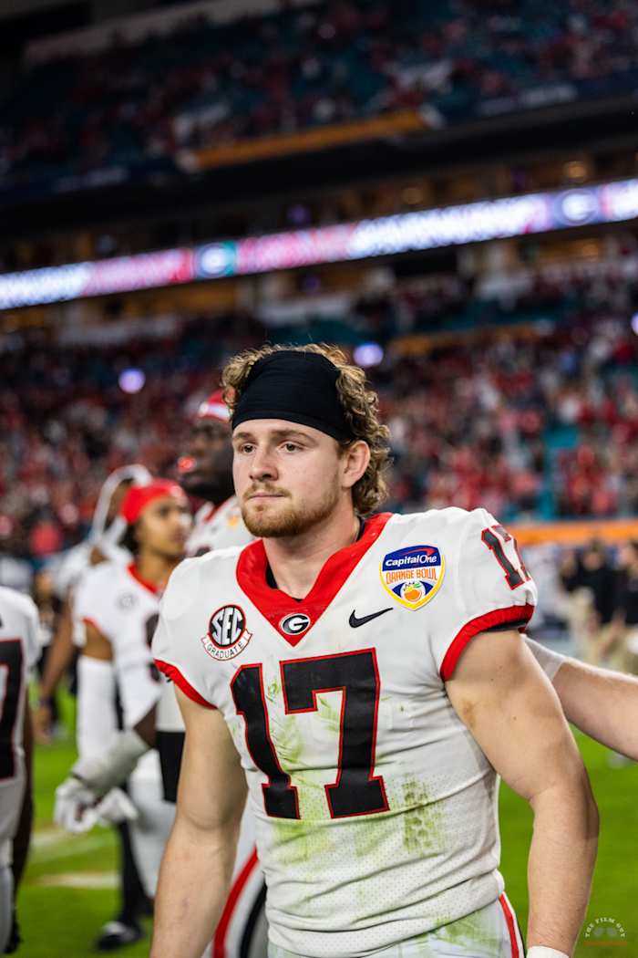 Georgia  Bulldogs safety Dan Jackson (17) following their win over No. 5 Florida State Seminoles in the Orange Bowl on Dec. 30, 2023. (Brooks Austin / Dawgs Daily). 